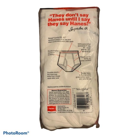 VINTAGE 1985 HANES UNDERWEAR BRIEFS SIZE 40 - Picture 2 of 2